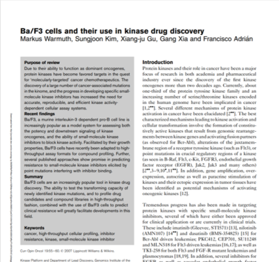 BaF3 cells and their use in kinase drug discovery
