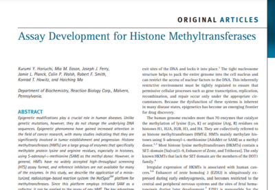 Assay Development for Histone Methyltransferases. Assay and Drug Development Technologies, 2013 