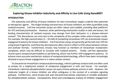 Exploring Kinase Inhibitor Selectivity and Affinity in Live Cells Using NanoBRET 