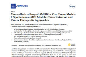 Mouse-Derived Isograft (MDI) In Vivo Tumor Models I. Spontaneous sMDI Models: Characterization and Cancer Therapeutic Approaches. Cancers, 2019