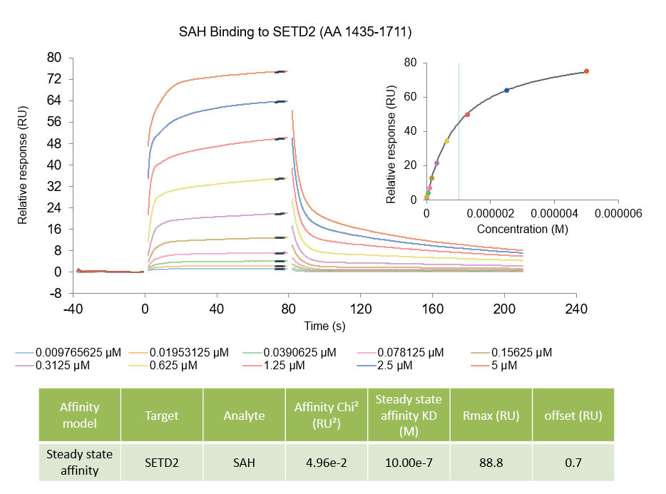 Binding affinity of SAH for the SET domain of SETD2