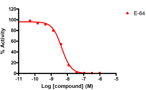 E-64 reference compound tested on cathepsin B protease assay