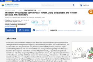 Thiophene-pyrazolourea derivatives as potent, orally bioavailable, and isoform-selective jnk3 inhibitors. ACS Medicinal Chemistry Letters, 2021